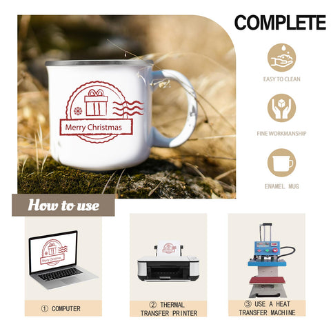 YOUKE OLA Taza enamel 12oz, superficie para sublimación, impresión brillante.