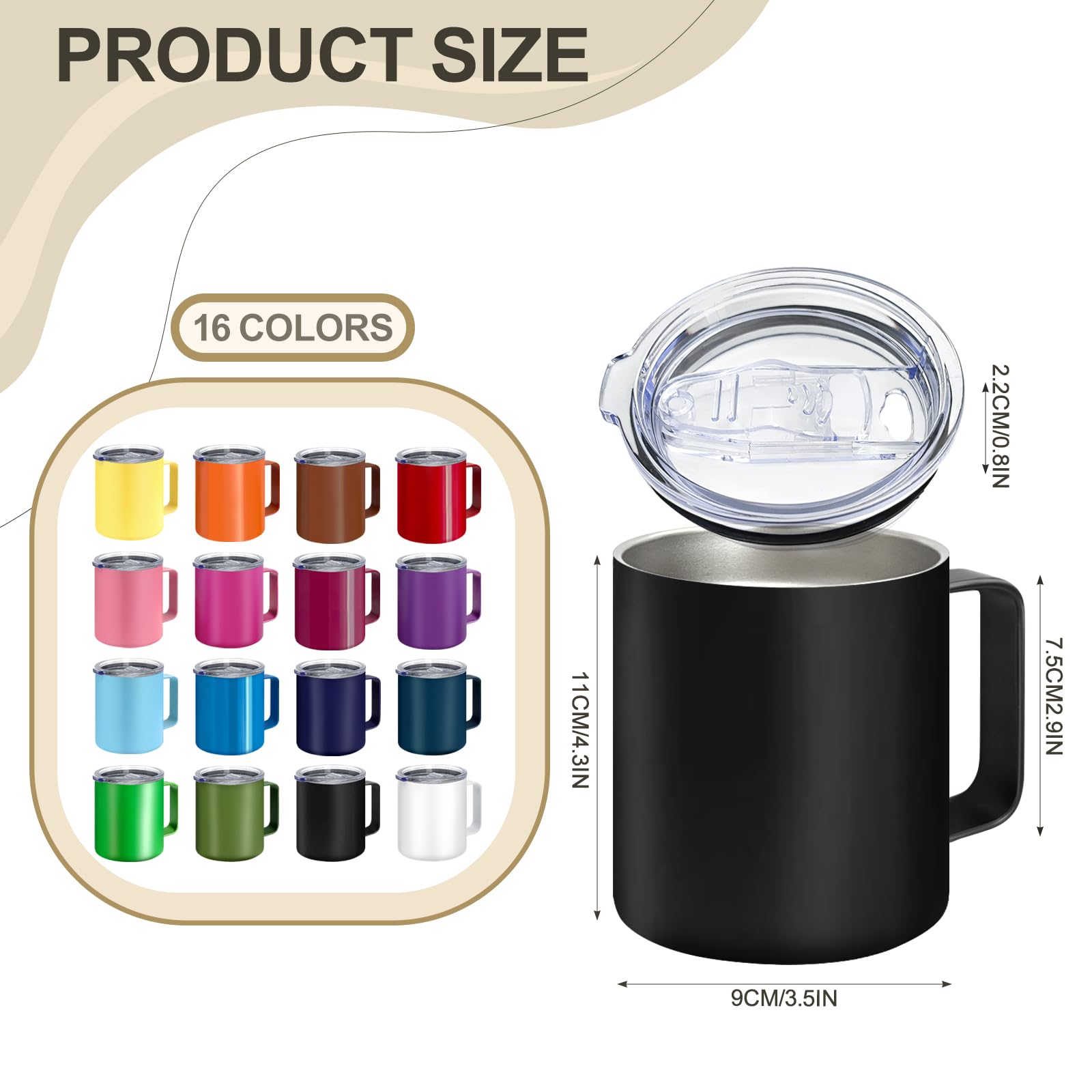 YOUKE OLA taza termica 12oz con asa ideal para bebidas calientes