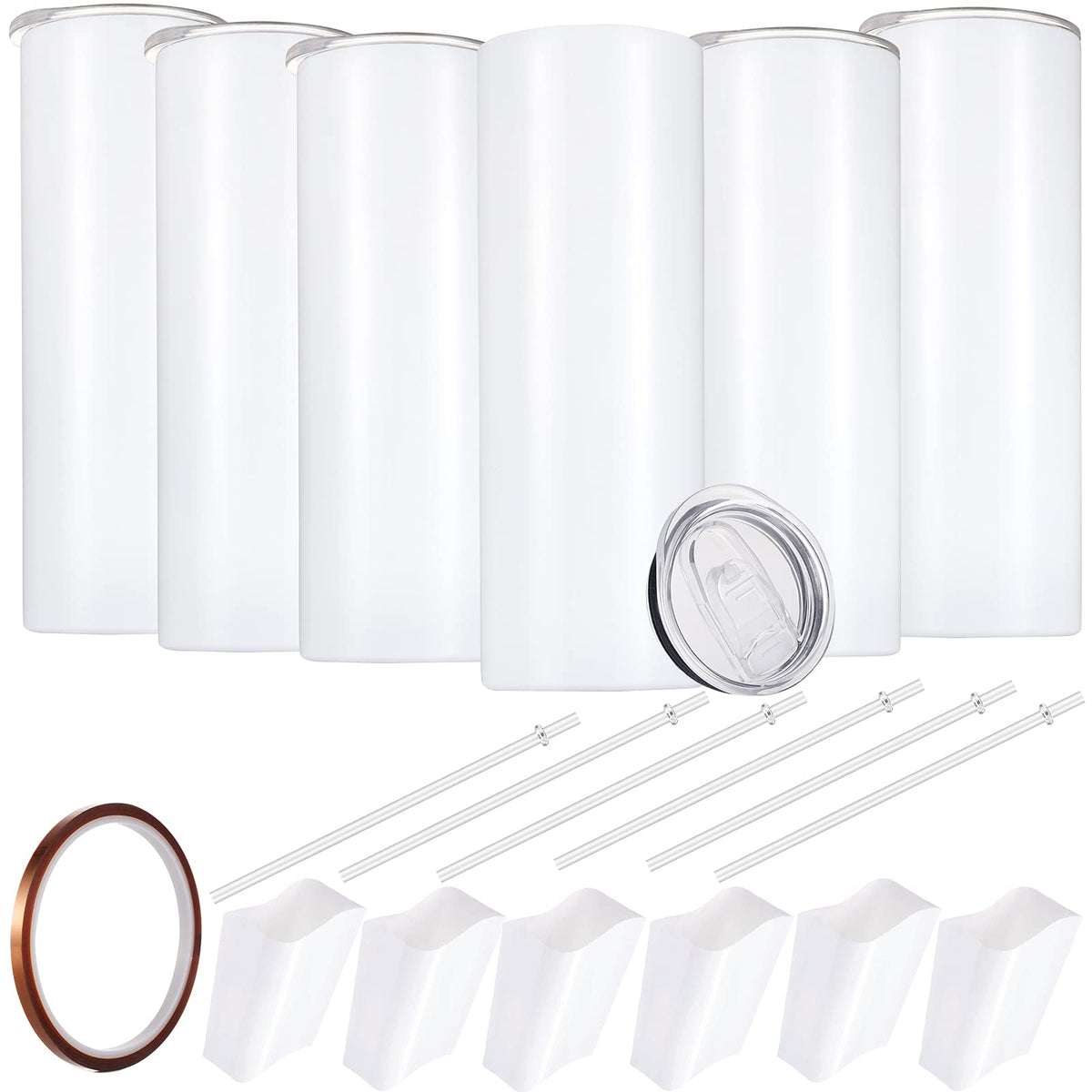 YOUKE OLA vaso delgado 20oz blanco, listo para sublimacion y regalo.