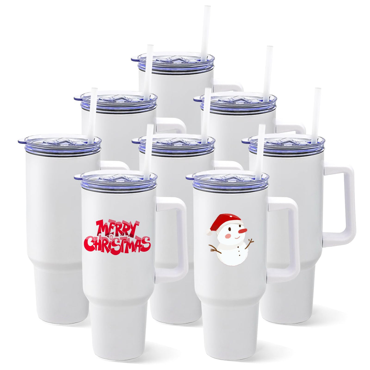 YOUKE OLA tumbler con mango blanco, ideal para bebidas frías o calientes en viaje.