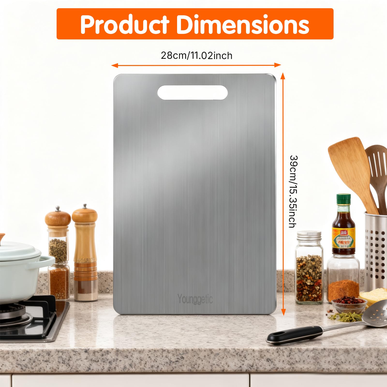 Younggetic tabla de corte titanio puro, diseño duradero para su cocina diaria