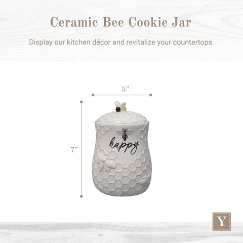 Young's Inc. jarro cerámico miel abeja con tapa y asa, práctico para despensa