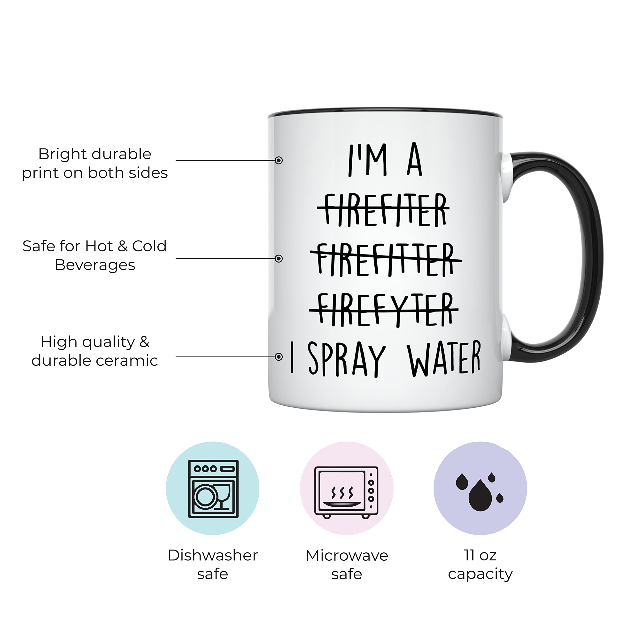 YouNique Designs: taza bombero 11oz trasera, regalo divertido para bomberos