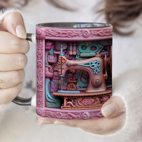 Parte trasera de la taza YouNique Designs con detalle de costura.