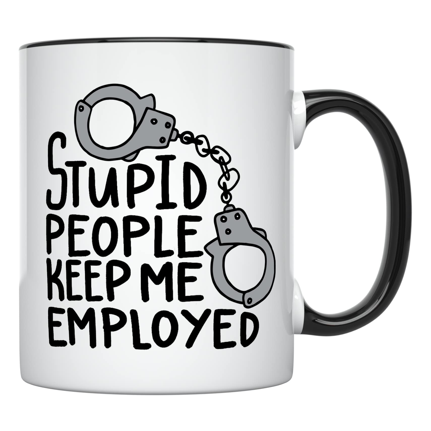 Taza YouNique Designs oficial correccional con manija negra, ideal para café diario.