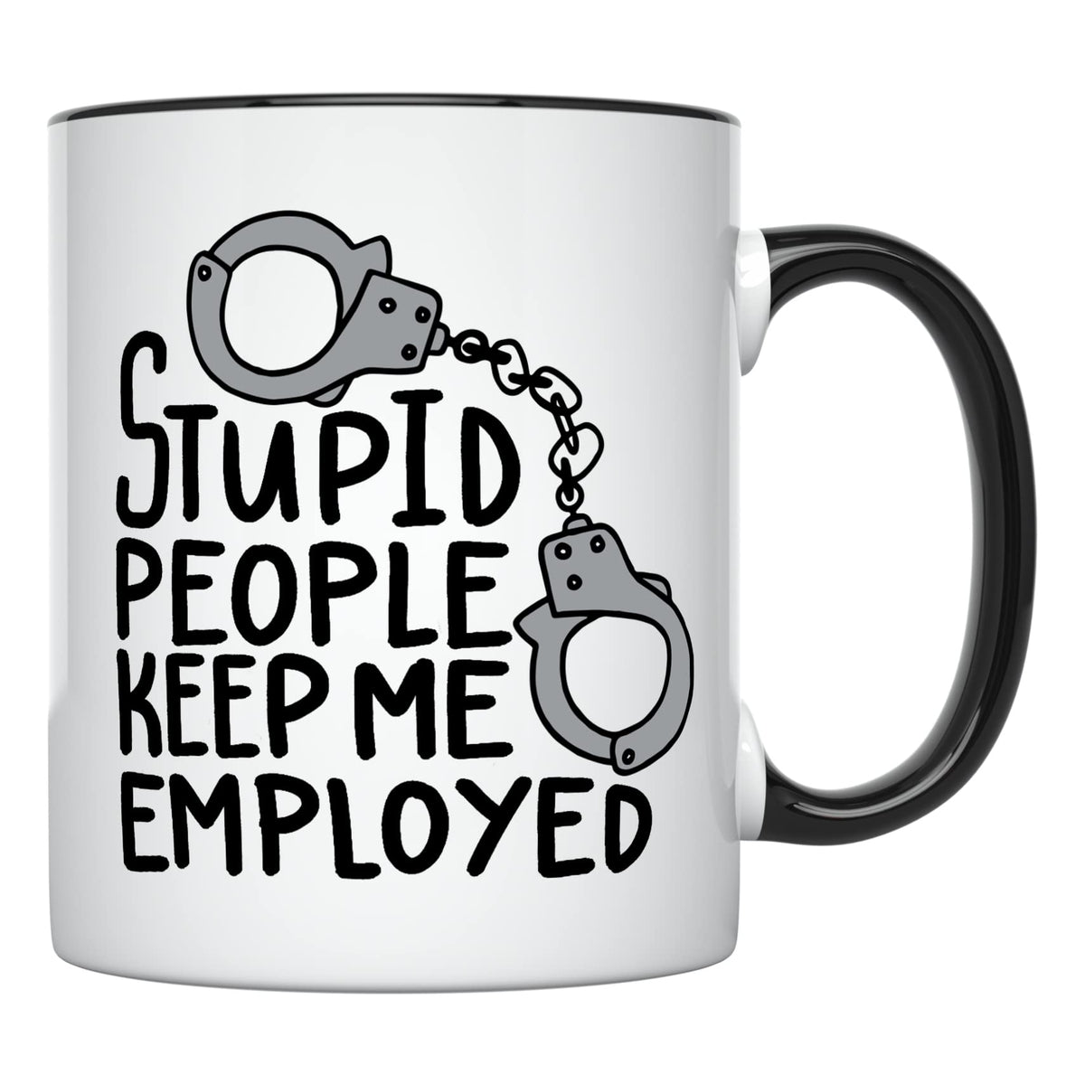 Taza YouNique Designs oficial correccional con manija negra, ideal para café diario.