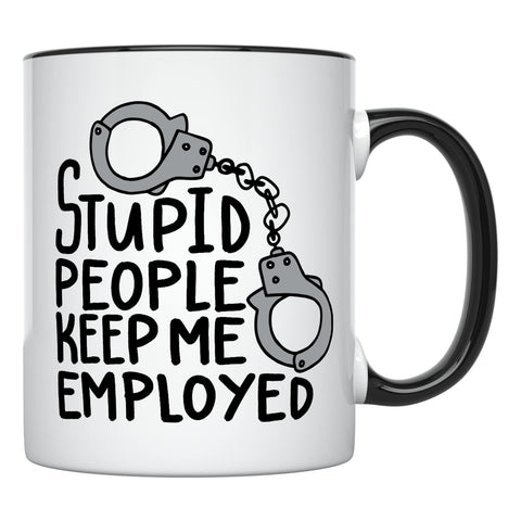 Taza YouNique Designs oficial correccional con manija negra, ideal para café diario.
