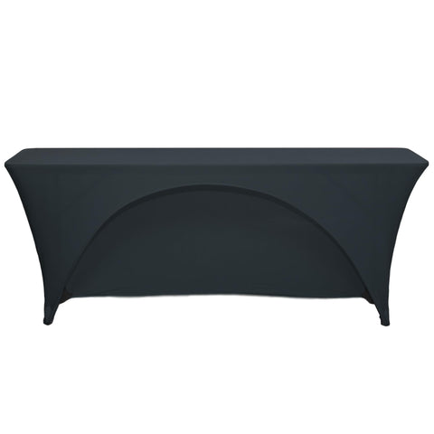 YOUR CHAIR COVERS mantel-spandex 6ft negro para mesas rectangulares, ajuste profesional.