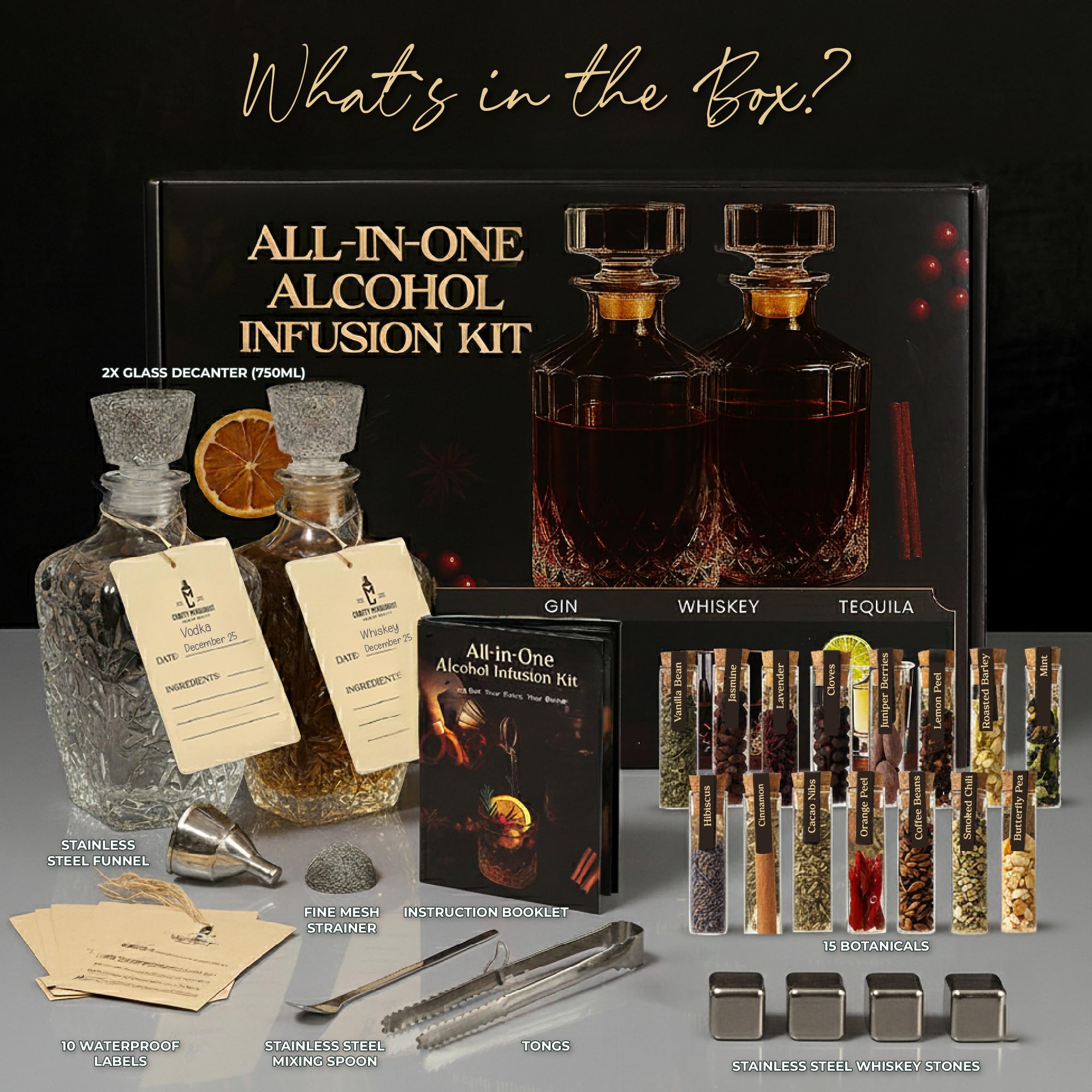 Your Dream Party Shop kit infusión dos decantadores cristal, presentación elegante para degustaciones
