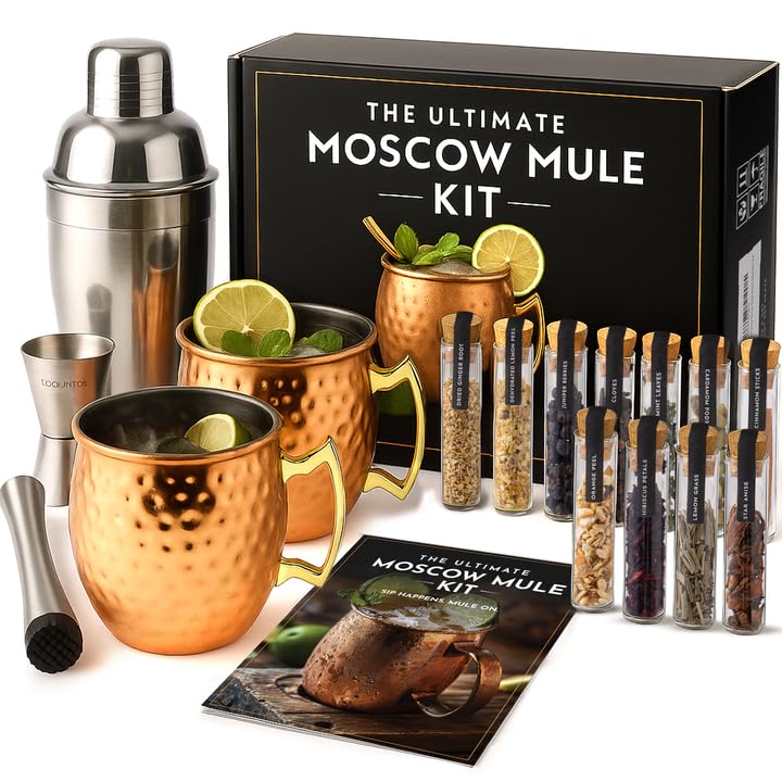 Your Dream Party Shop kit Moscow Mule con dos tazas de cobre para enfriar rápido.