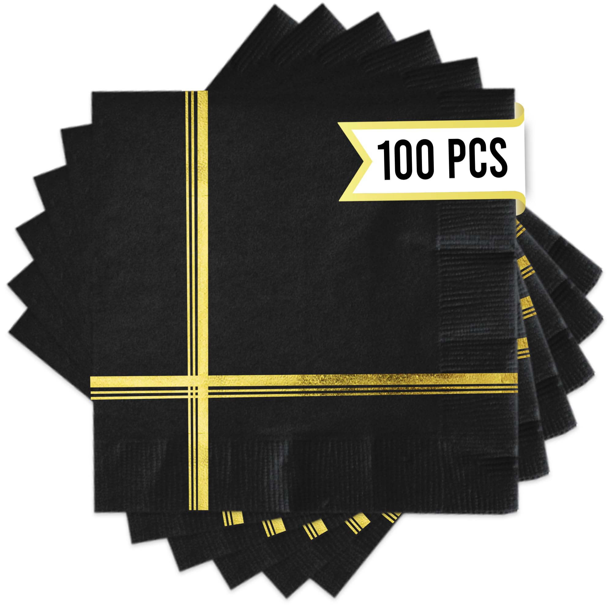 Your Dream Party Shop servilletas negras doradas, juego de 100, frente elegante para mesa