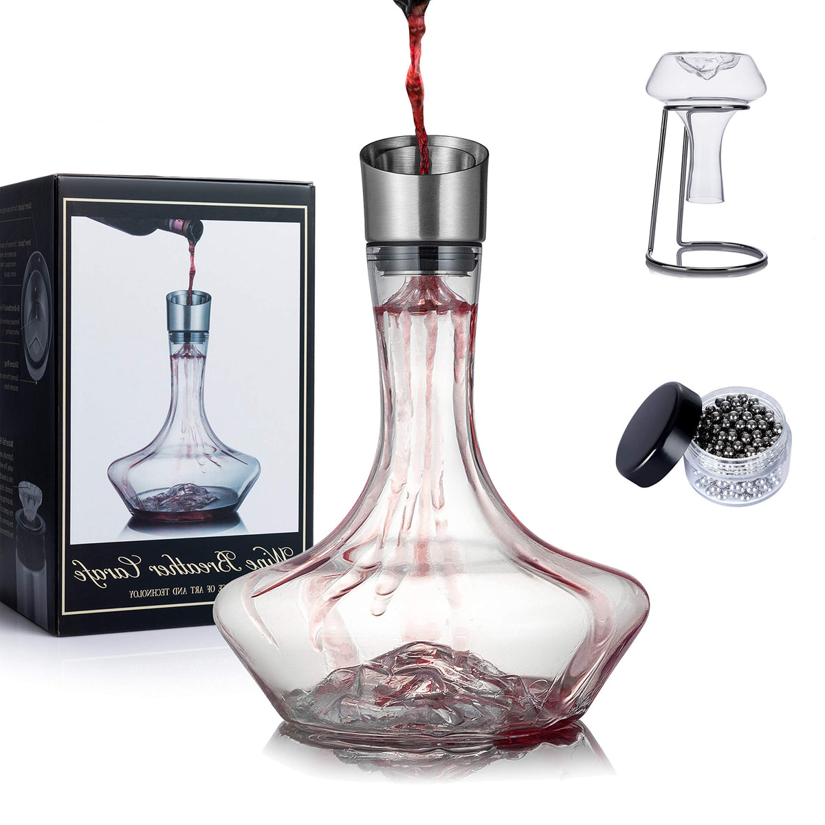 YouYah Iceberg decantador de vidrio sin plomo para servir vino con elegancia