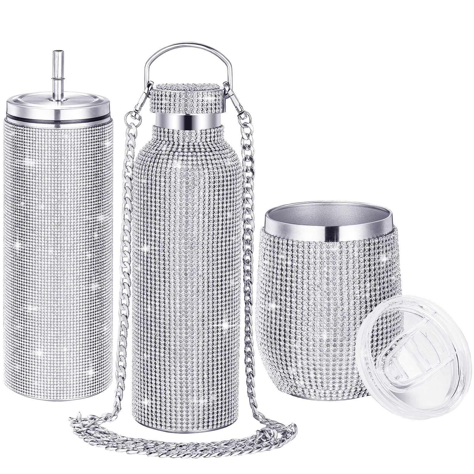 Youyole botella diamante brillante con pajilla, ideal para llevar durante el día.