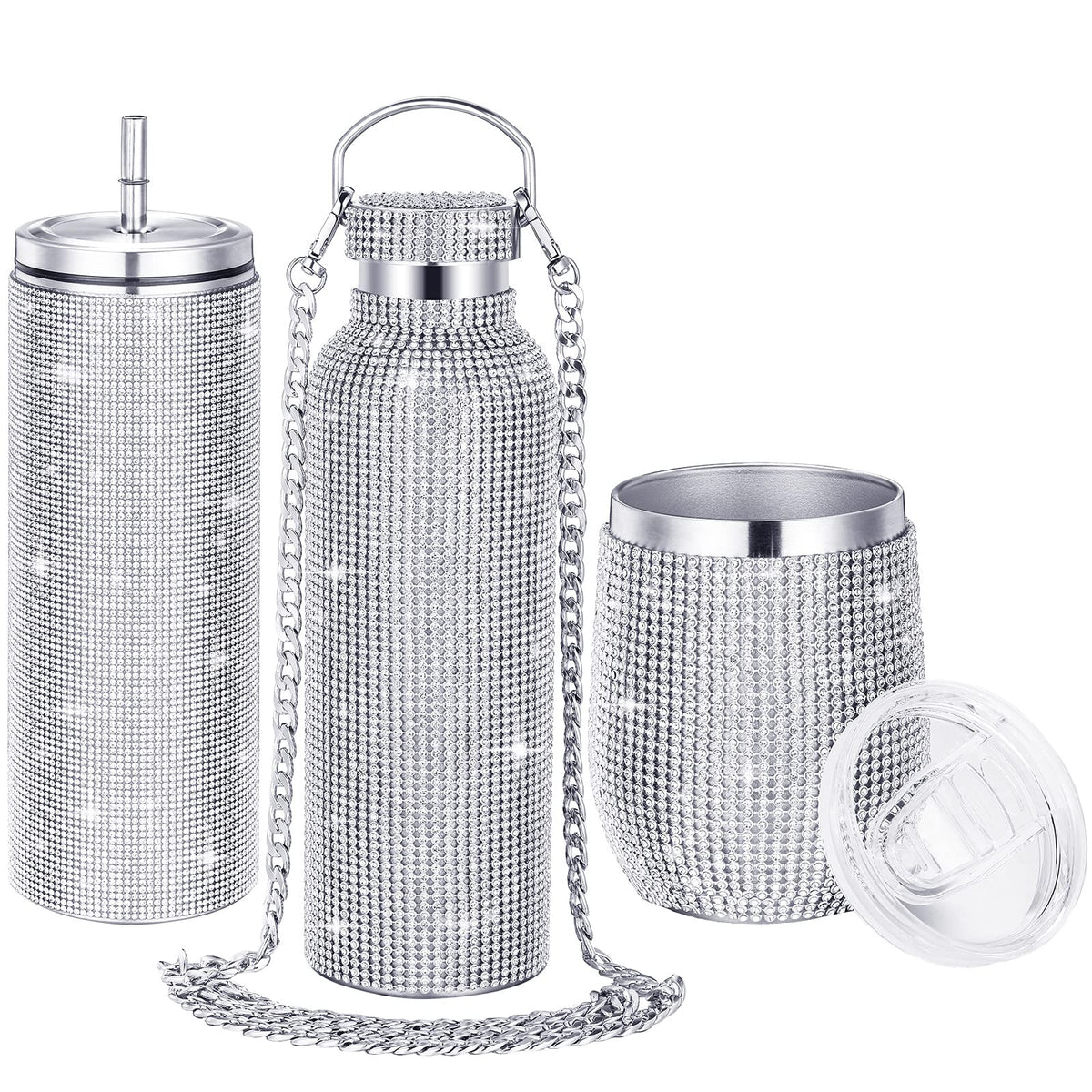 Youyole botella diamante brillante con pajilla, ideal para llevar durante el día.