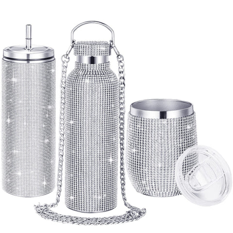 Youyole botella diamante brillante con pajilla, ideal para llevar durante el día.