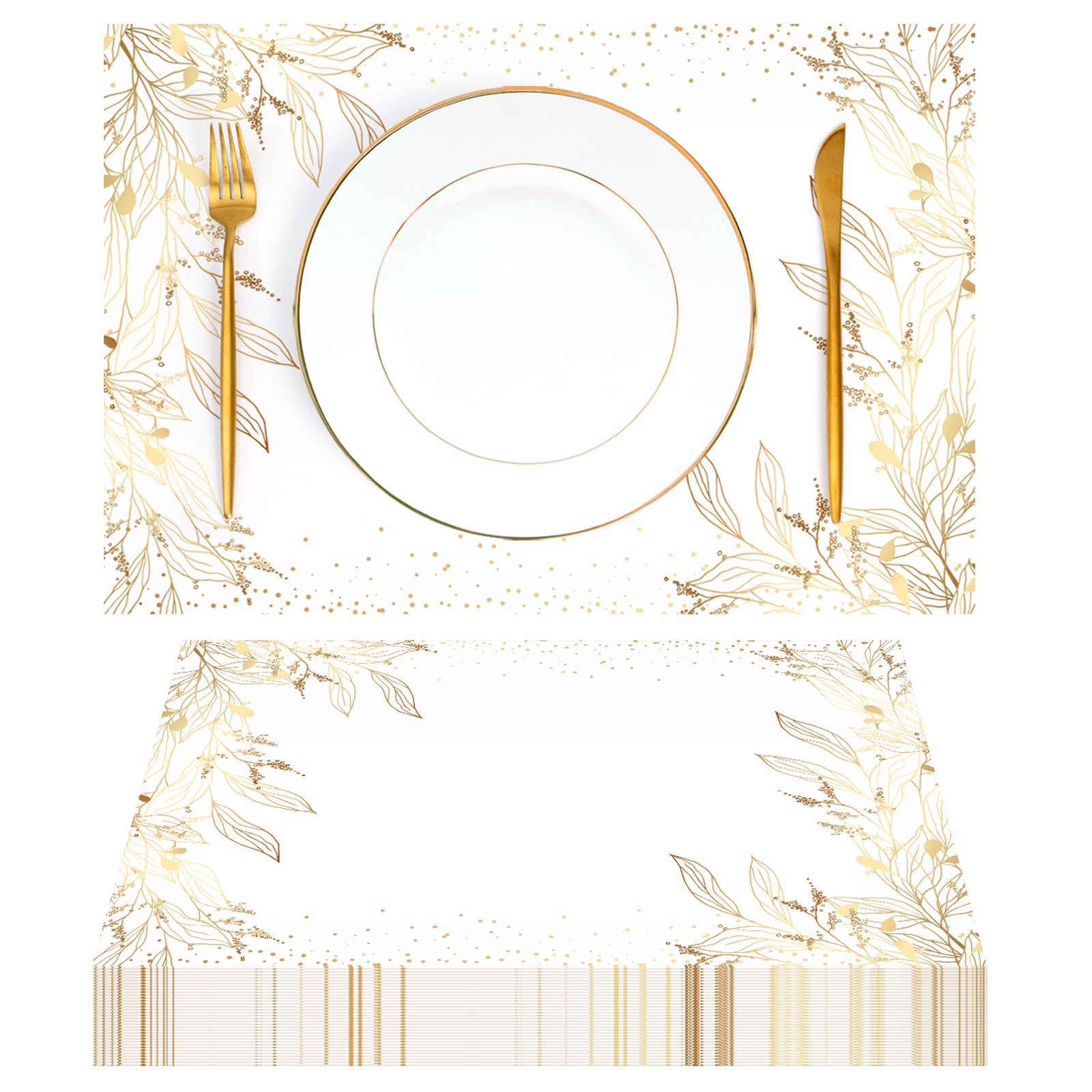 YOXIFUFA mantel de hojas doradas y puntos embelleciendo la mesa para bodas y cenas