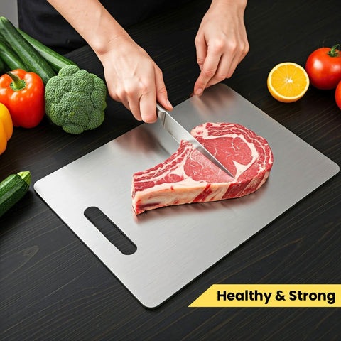 Corte seguro con cara doble para carnes y frutas, YoYoulee titanio.