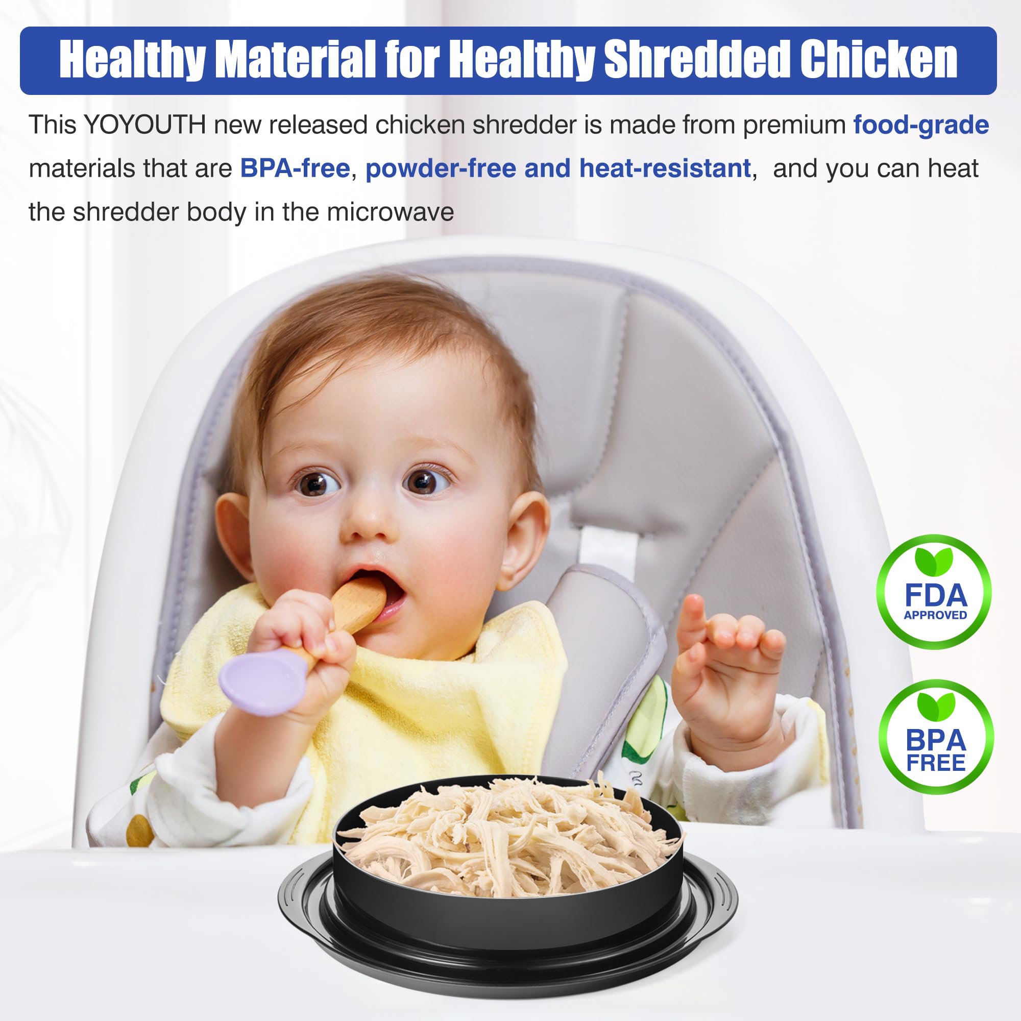 YOYOUTH deshilachador de pollo con diseño multicarnes para cerdo y res.