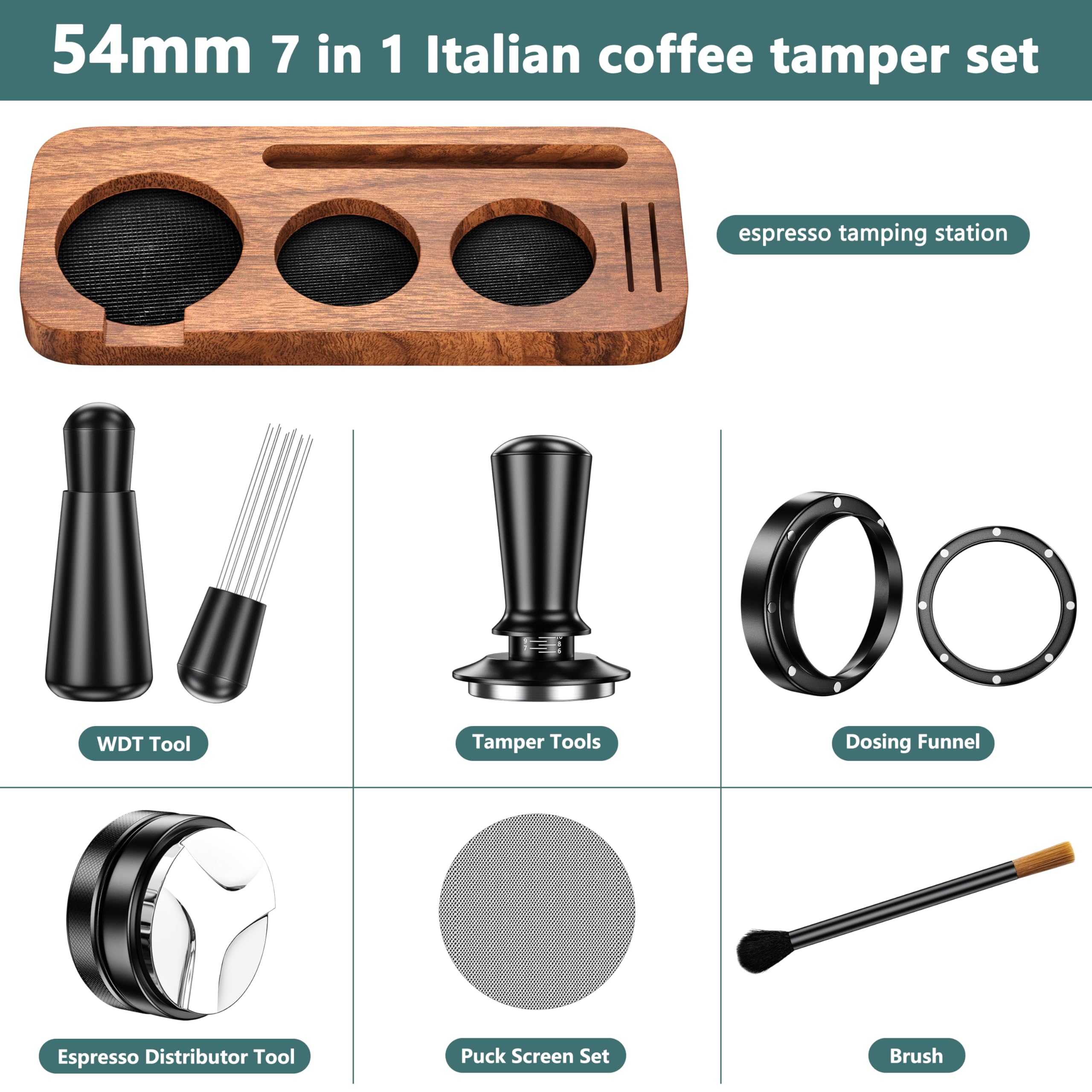 Tamper espresso YOZYU en acero 304, presión constante.