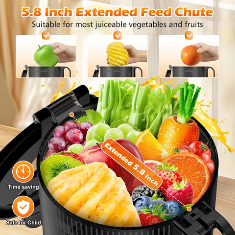 Exprimidor prensado frío YPONE para frutas y verduras, conserva sabor natural.