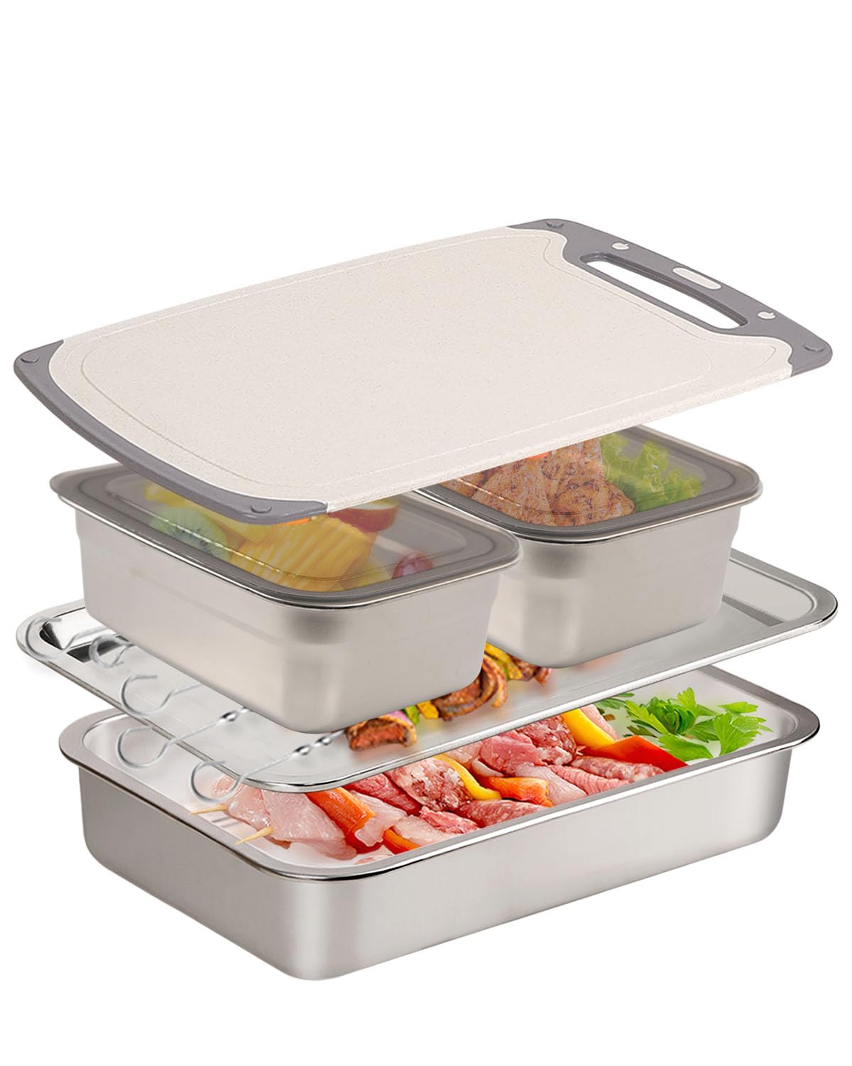 Conjunto YQDHYLYH: tabla de corte estable para carnes y vegetales en la parrilla