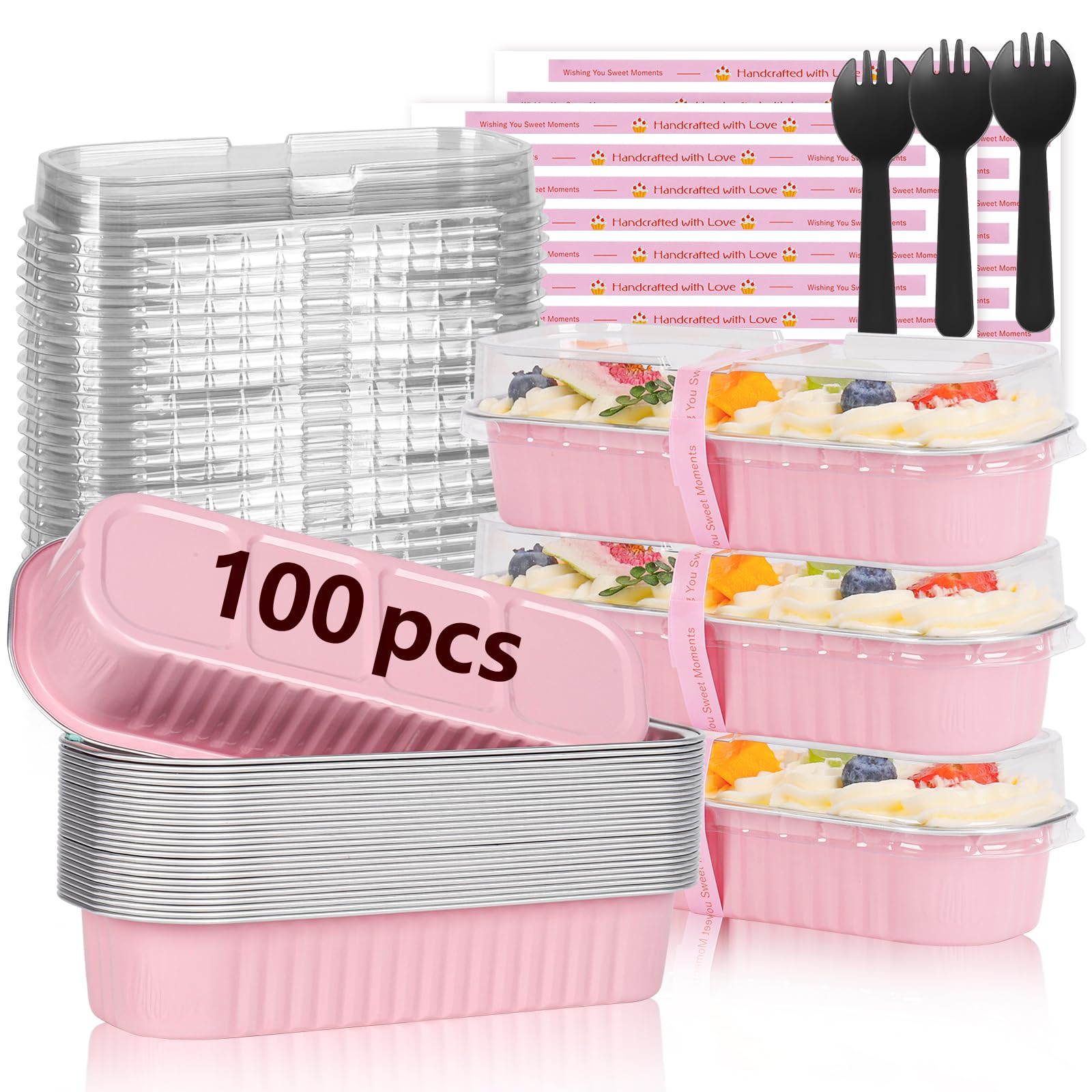 YQER mini budines rosa con tapas, ideal para porciones rápidas en casa.