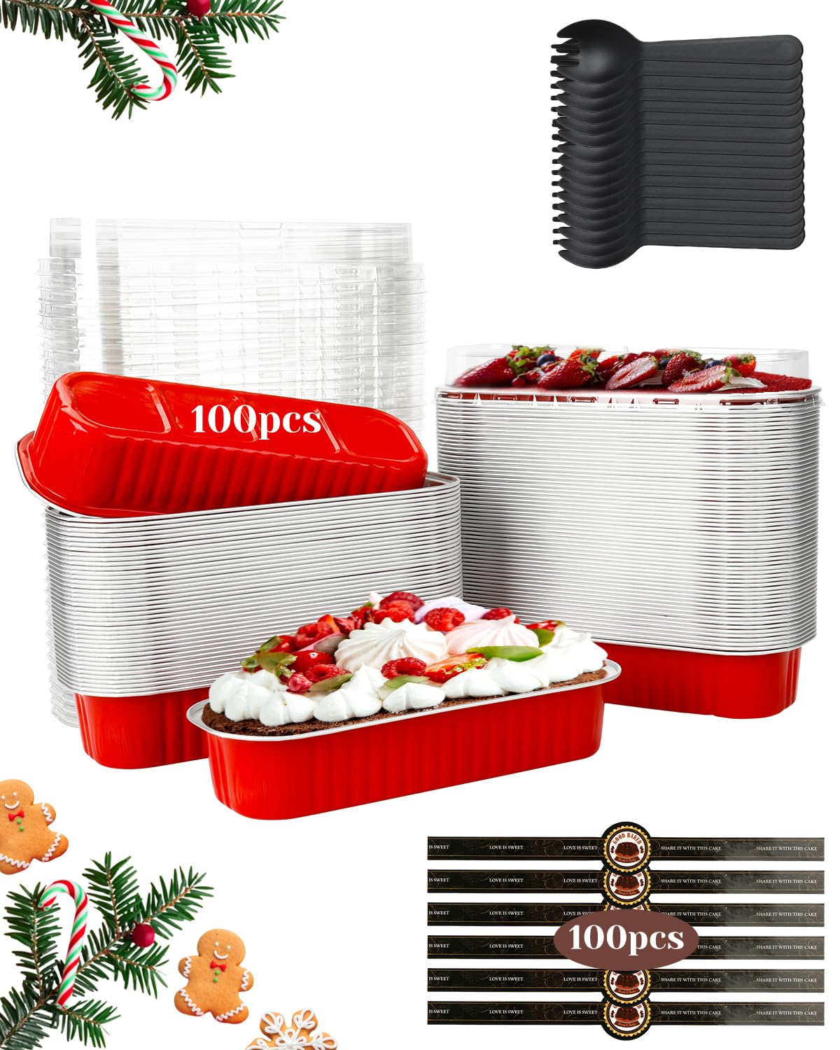 YQER mini moldes para bizcocho rojo con tapas, para hornear y transportar fácilmente.