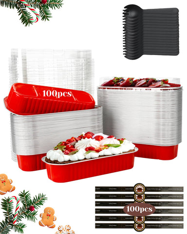 YQER mini moldes para bizcocho rojo con tapas, para hornear y transportar fácilmente.