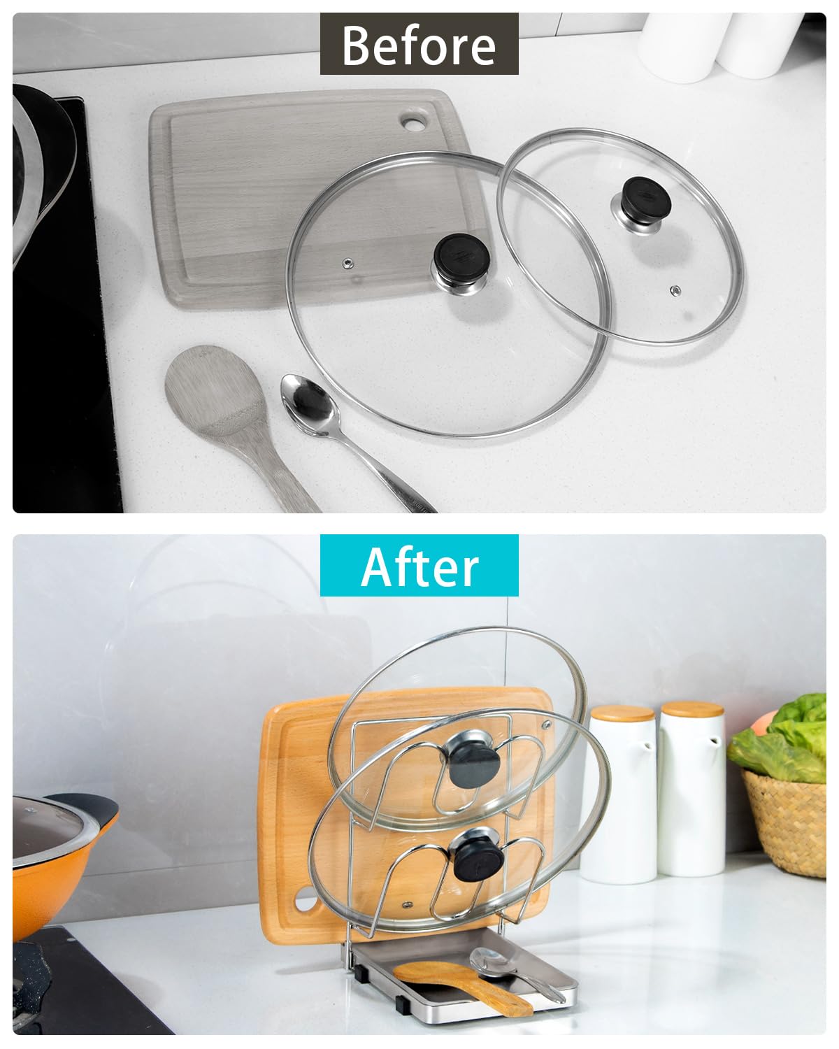 YQh porta-utensilios y tapas para un soporte práctico en la cocina