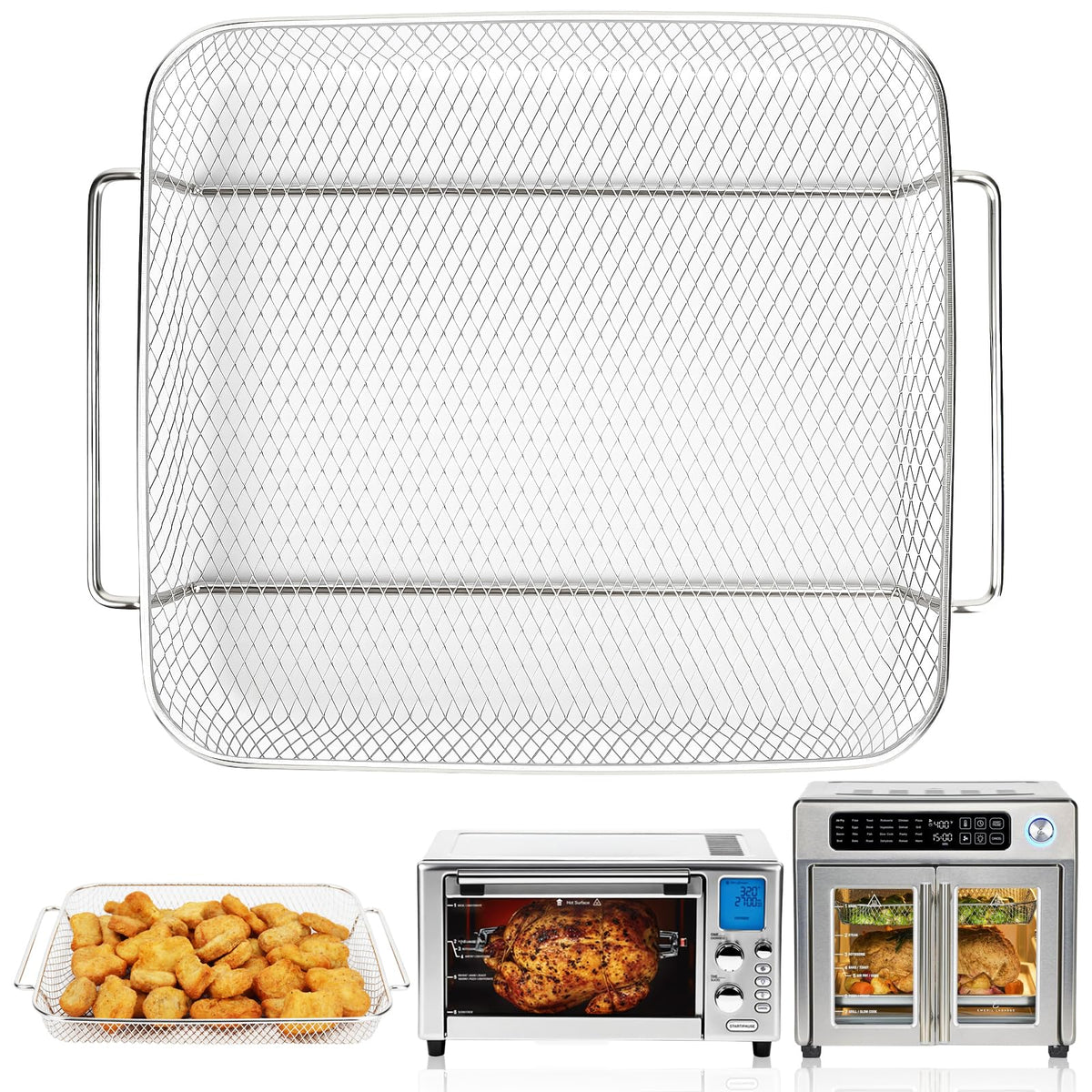 Bandeja YQL para freidora de aire Emeril 26QT, cocción crujiente y uniforme.