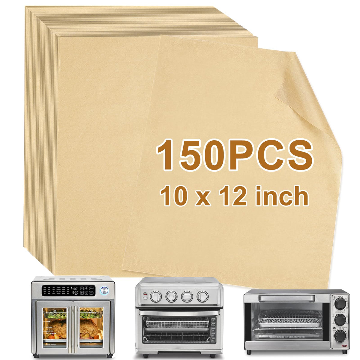 Papel pergamino YQL sin blanqueado 10x12 para freidora de aire, antiadherente.