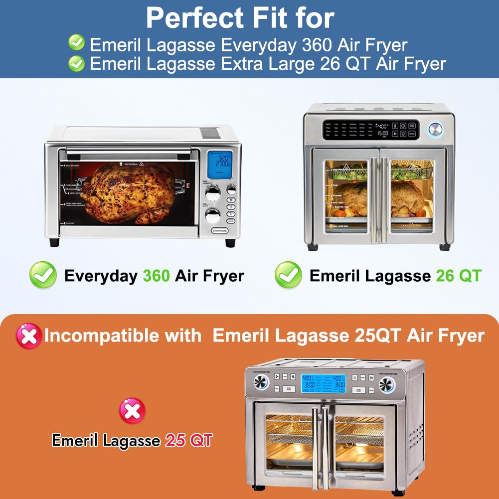 Rejilla YQL para horno freidora Emeril 26QT con circulación de aire mejorada.