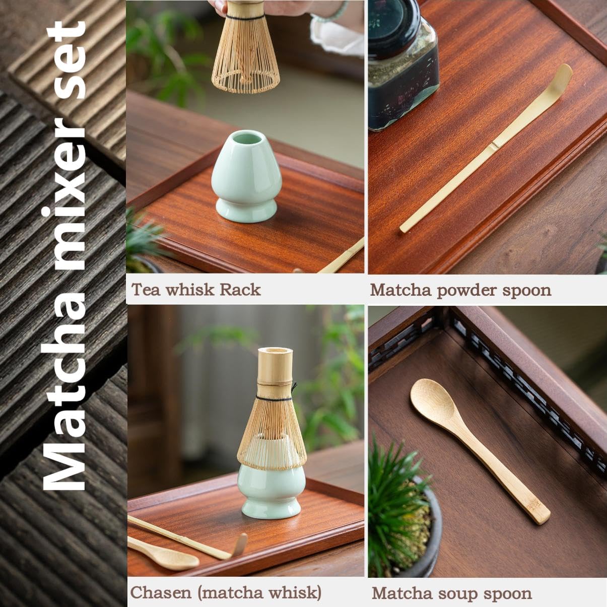 Diseño artesanal YRDGRG para soporte de matcha, ideal para aficionados serios.