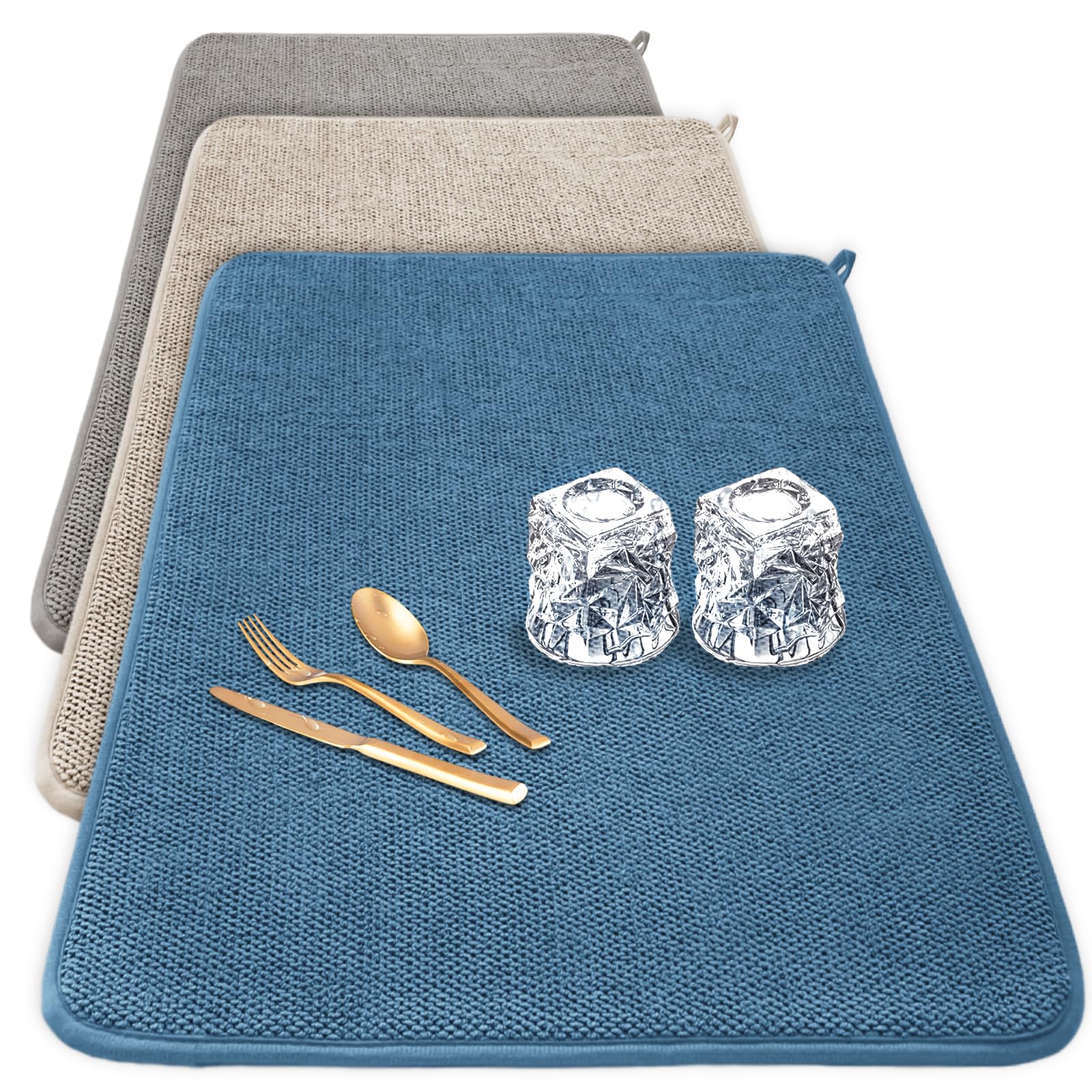 Ysanciuu almohadilla beige para secado de platos, absorbe agua y protege encimeras.