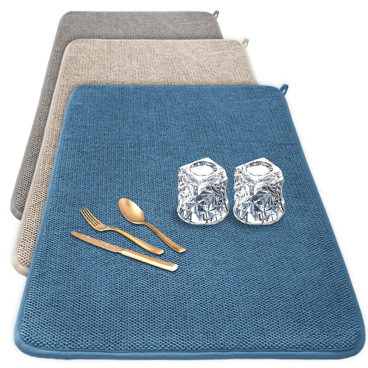 Ysanciuu almohadilla beige para secado de platos, absorbe agua y protege encimeras.
