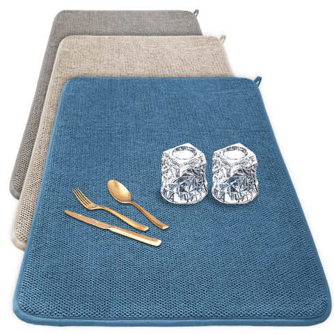 Ysanciuu almohadilla beige para secado de platos, absorbe agua y protege encimeras.