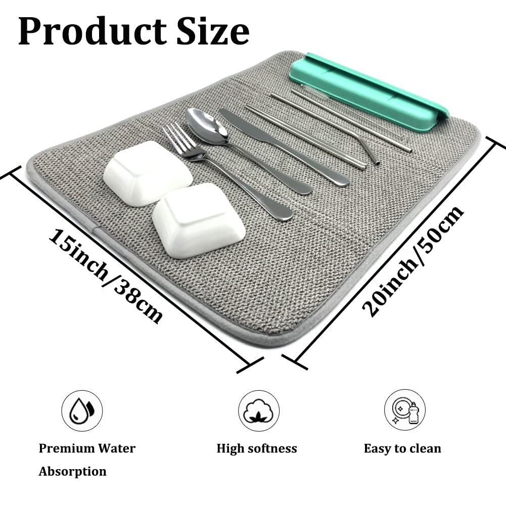Ysanciuu mat secado de platos gris, protege encimera y cristalería