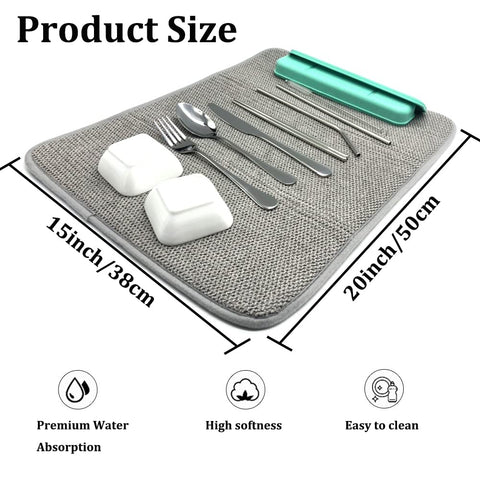 Ysanciuu mat secado de platos gris, protege encimera y cristalería