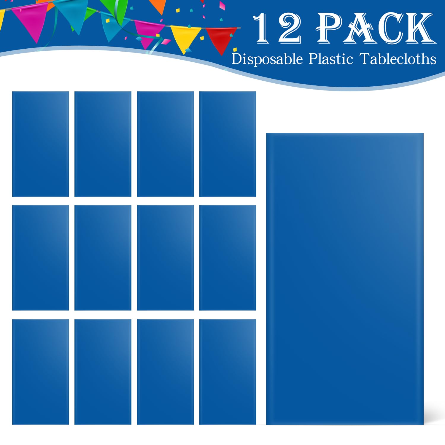 Cubierta de mesa plástica rectangular azul real YSYJ, protege derrames y facilita el servicio.
