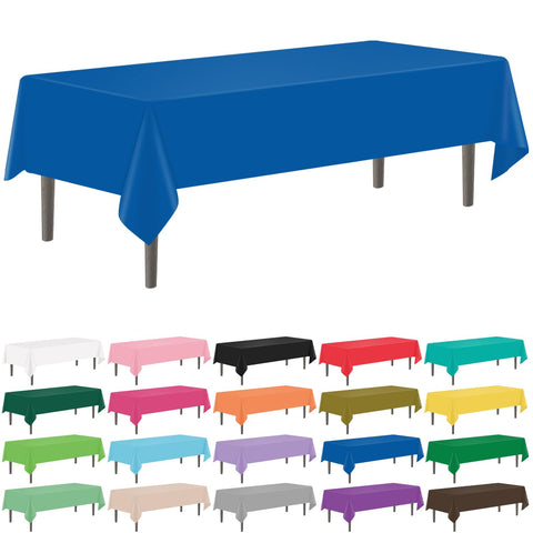 Mantel plástico YSYJ azul real para fiestas, protege la mesa y facilita la limpieza.