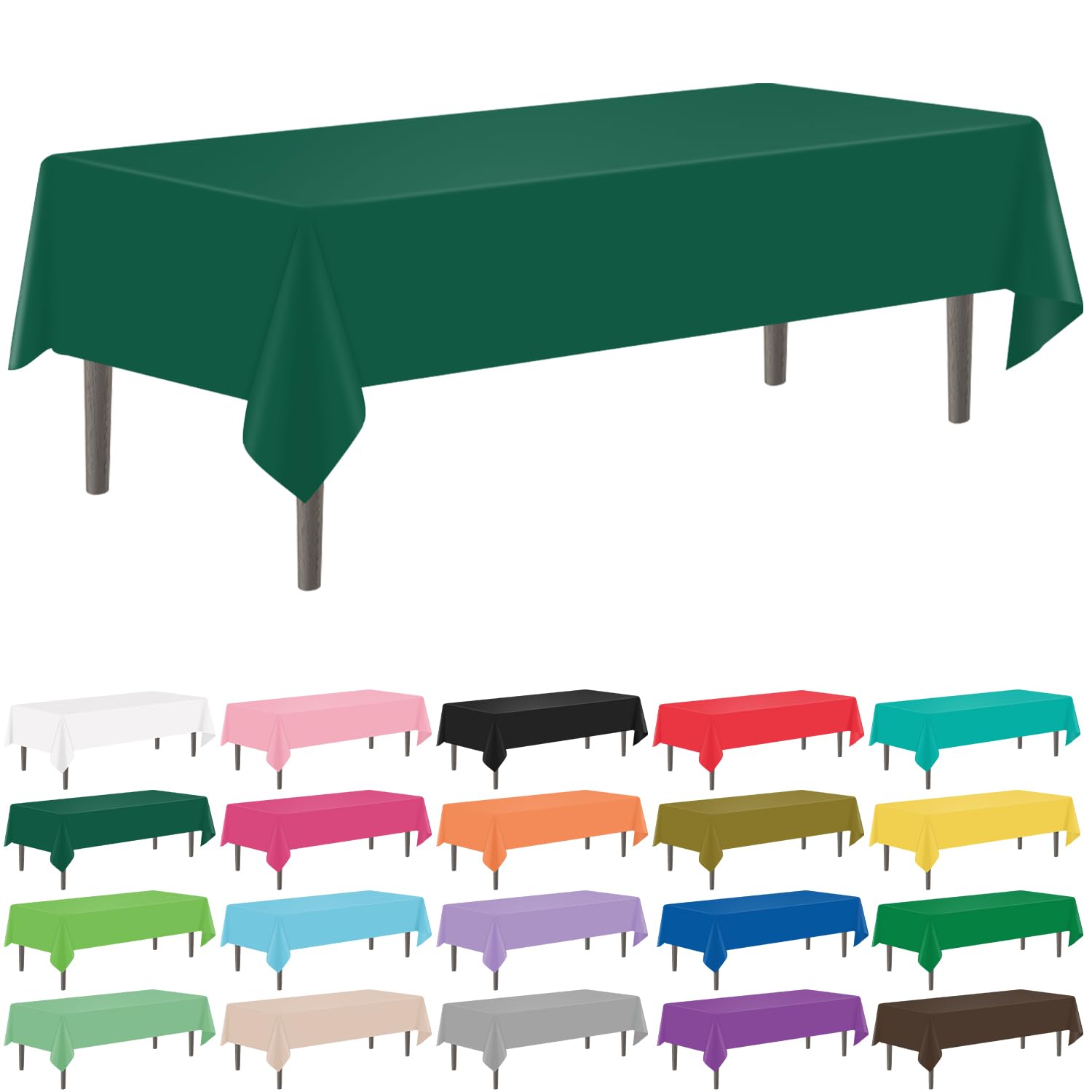 YSYJ mantel plástico rectangular verde oscuro protege la mesa y facilita la limpieza.