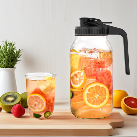 Jarra Mason 64 onzas boca amplia facilita añadir hielo y fruta