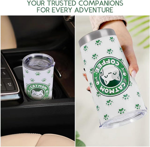 YtedRav Conjunto regalo Cat Mom: tote y tumbler para ocasiones especiales.