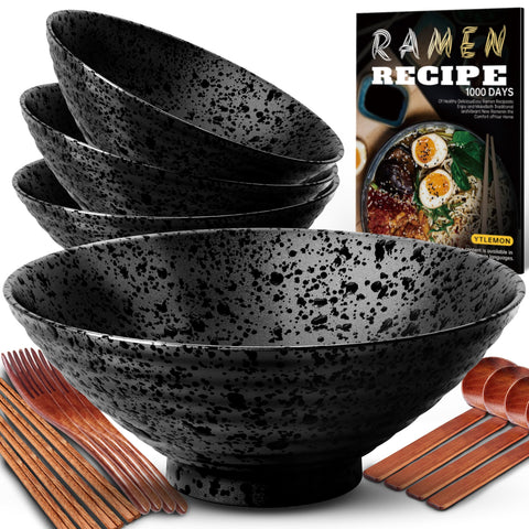 YTLEMON cuenco ramen cerámico de 8 pulgadas, juego de 4, perfecto para porciones generosas.
