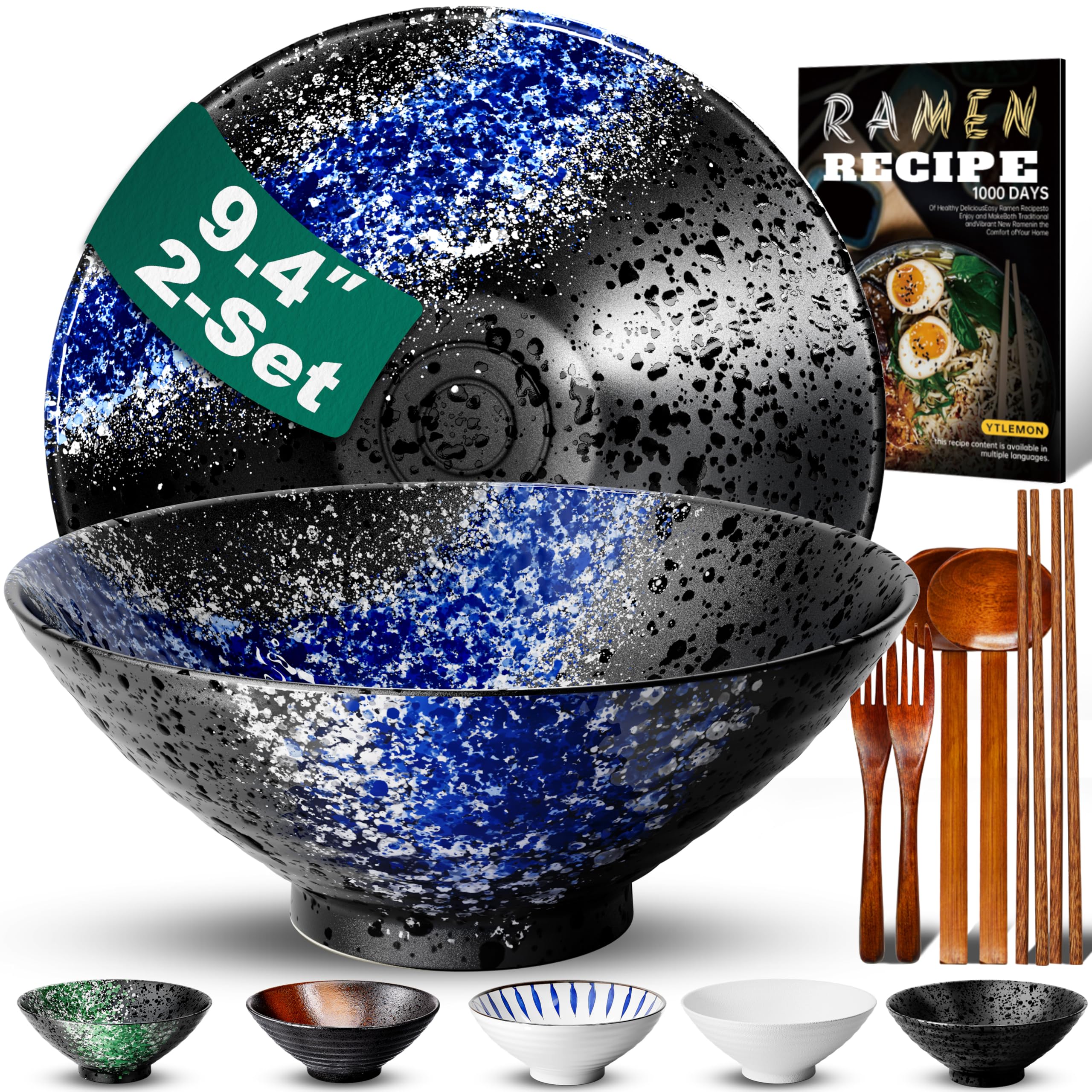 YTLEMON tazón ramen cerámico de 9,4 pulgadas para porciones grandes y deliciosas