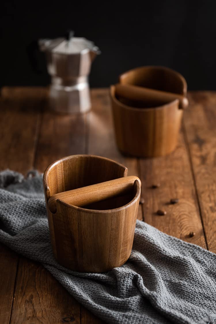 Acabado natural de madera acacia en cubo para posos Ytnjzl espresso.