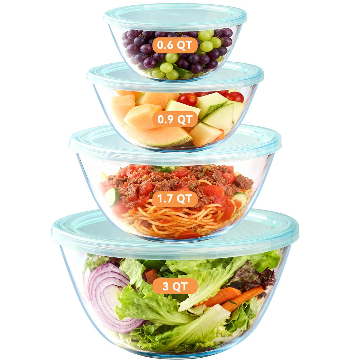 Conjunto Yuanye de tazones de vidrio con tapas para almacenamiento seguro.