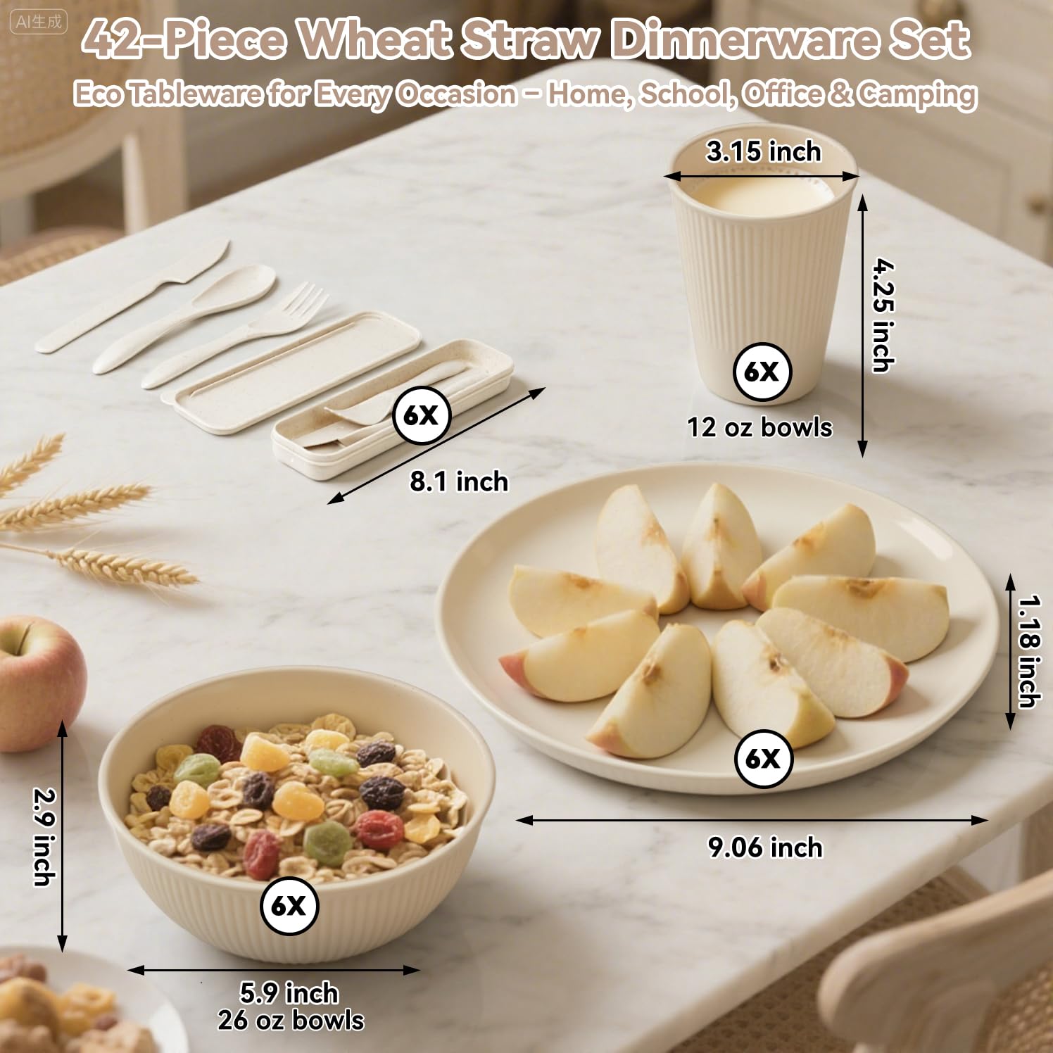 YUANYE cuencos para cereales ligeros y resistentes para desayunos