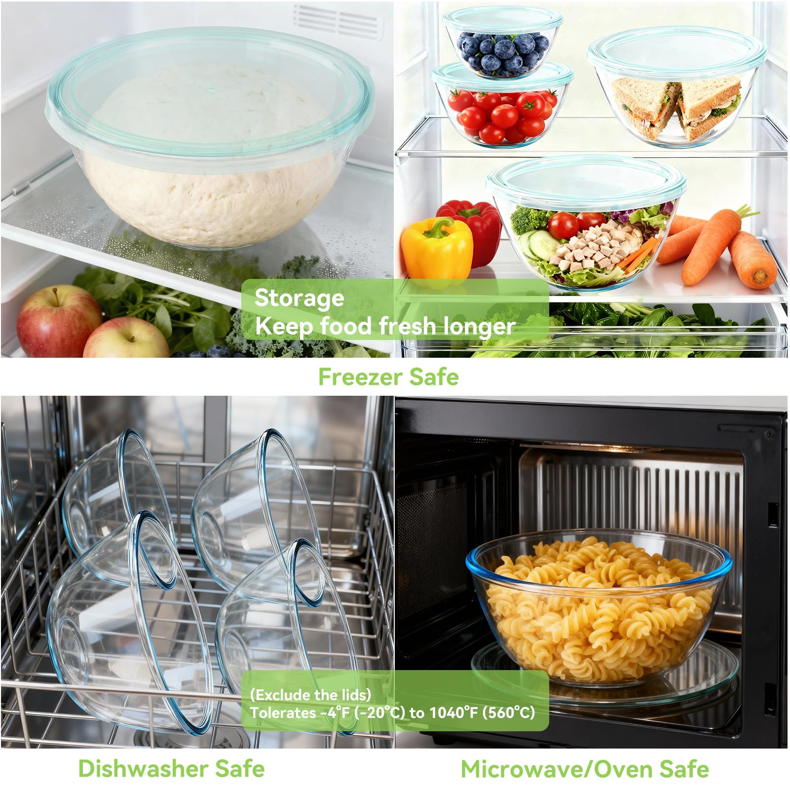 YUANYE cuencos de vidrio de 0-6qt perfectos para meriendas