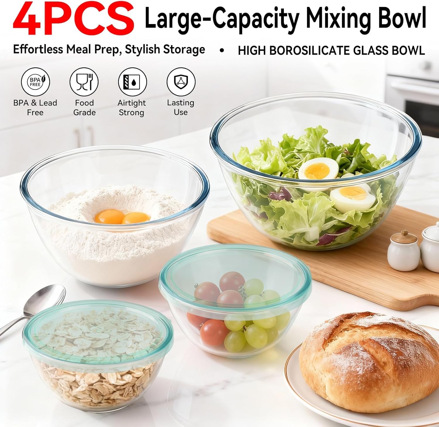 Tazón pequeño Yuanye 0.9qt con tapa para porciones.